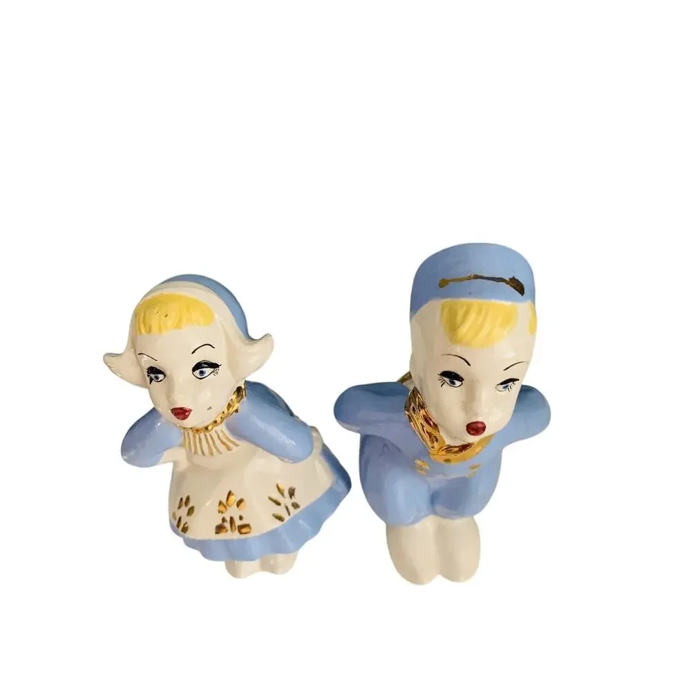 FJS Ceramic Dutch Boy and Milk Maid Kissing Ceramic 6 1/2" Figurines - Picture 9 of 9